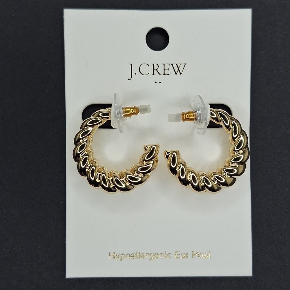J. Crew minimalist Twisted Gold Hoop earrings